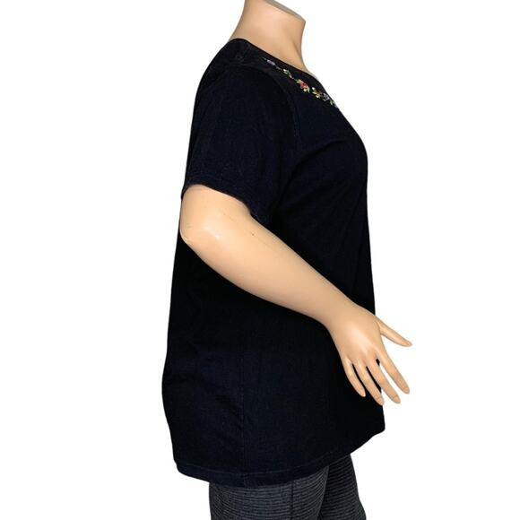 Veranesi Top Embroidery Multicolored Flowers Short Sleeve Pullover Size 2X - Picture 5 of 7